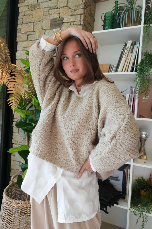 Hygge Boucle Slouch Knit Oatmeal 